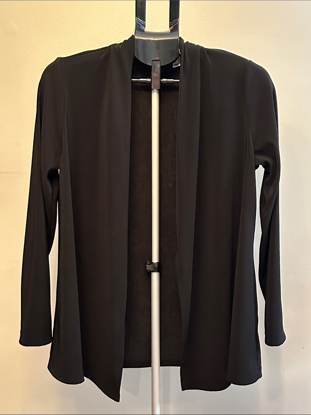 Susan Graver open front cardigan in black, size medium.
